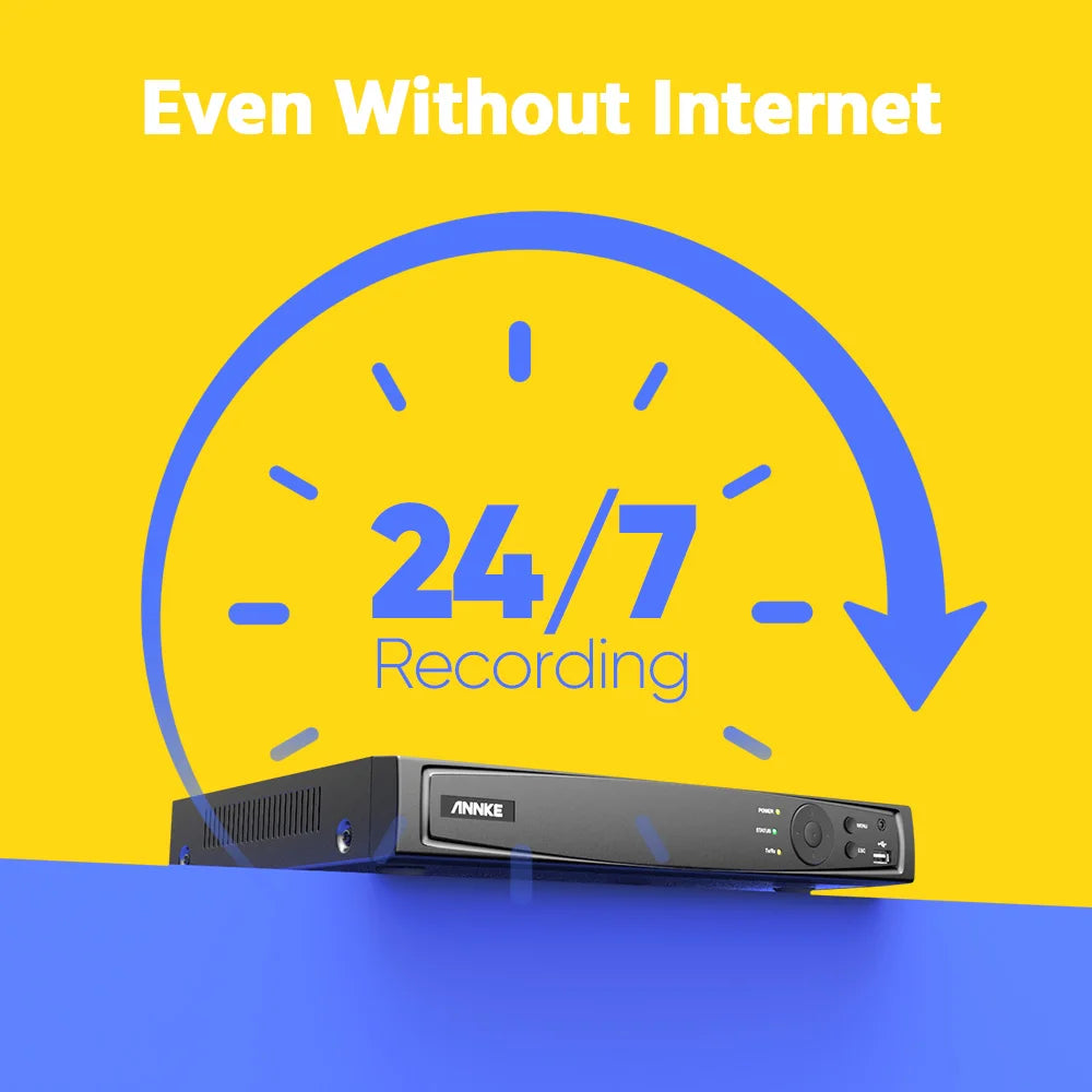 ANNKE 8CH 4K Ultra HD POE Network Video Security System 8MP H.265+ NVR With 8pcs 8MP 30m EXIR Night Vision Outdoor IP Camera