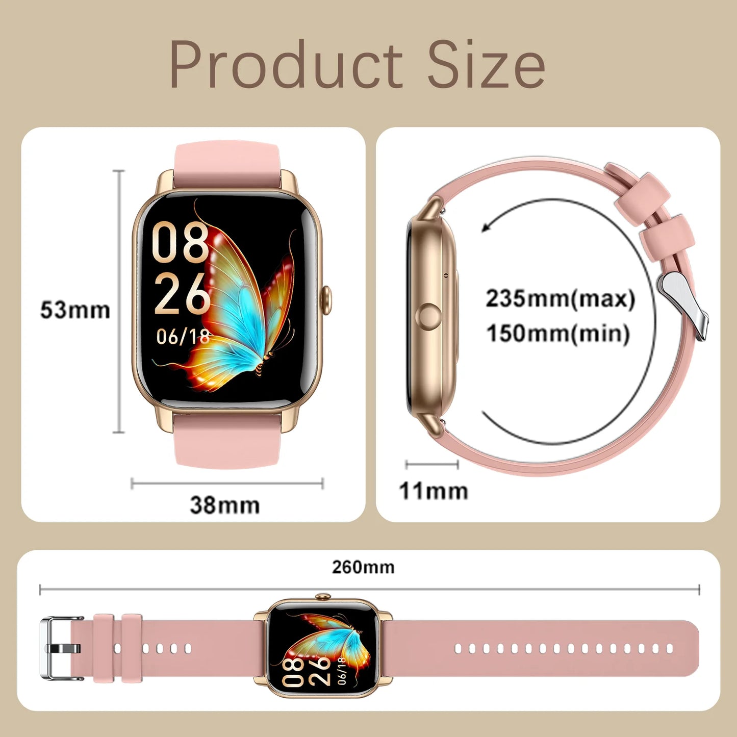 LaNikar New Smart Watch For Women P66D 1.85" TFT Health Monitoring IP68 Waterproof Bluetooth Call Multifunction Fitness Tracker