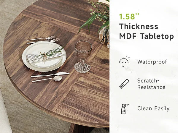 47.2 inch Round Dining Table, Wood Kitchen Table  for 4-6 People, Small Circle Farmhouse Dinner Table for Dining Room, Restauran