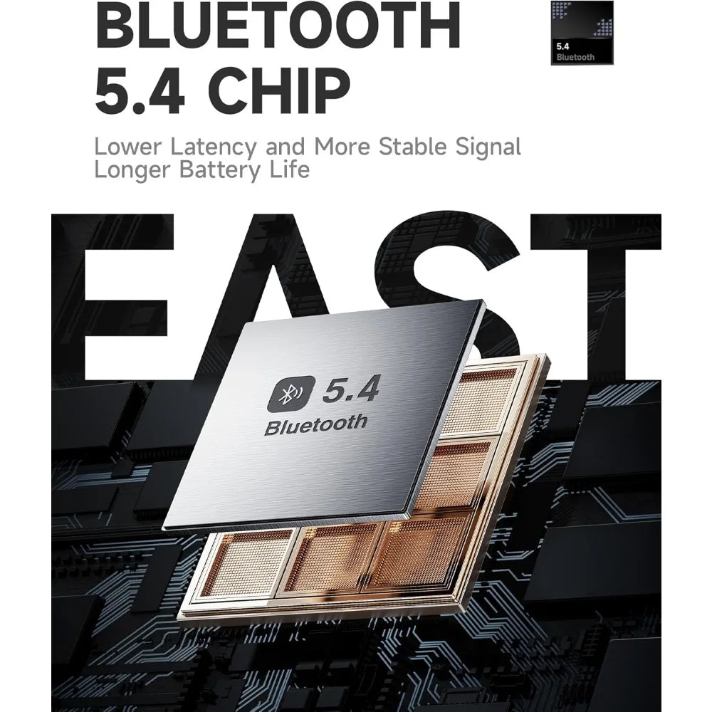 ‌Upgraded Bluetooth Headphones: 120H Playtime, 3 EQ Modes, Deep Bass, Mic - Comfortable Over-Ear for Home, Travel, Office