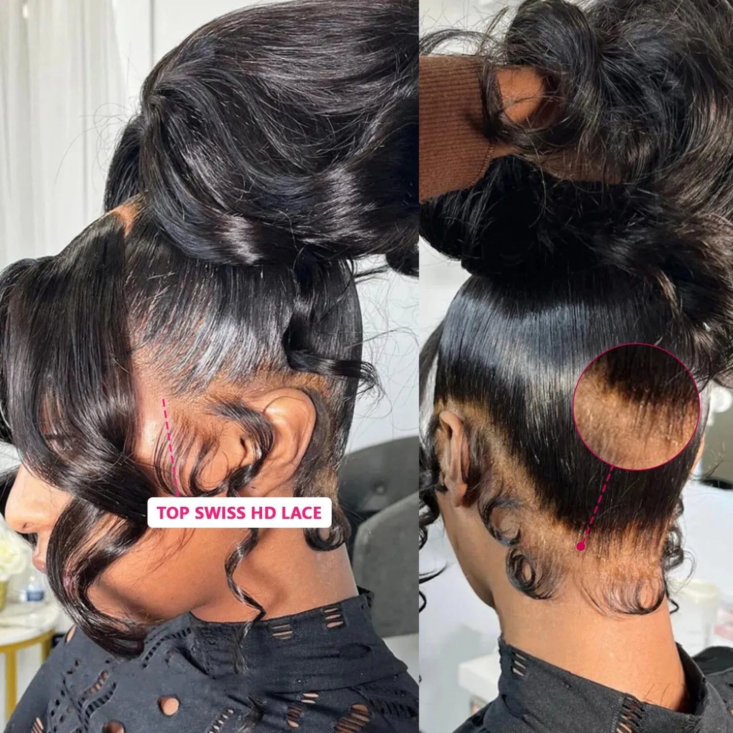 Hidden Strap Body Wave 360 HD Full Lace Front Wigs Human Hair Pre Plucked 12A Glueless Brazilian Virgin Wig With Drawstring