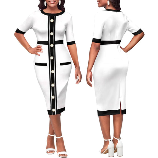 Sexy Fashion Digital Printing Short Sleeve Women's Dress SMR11285