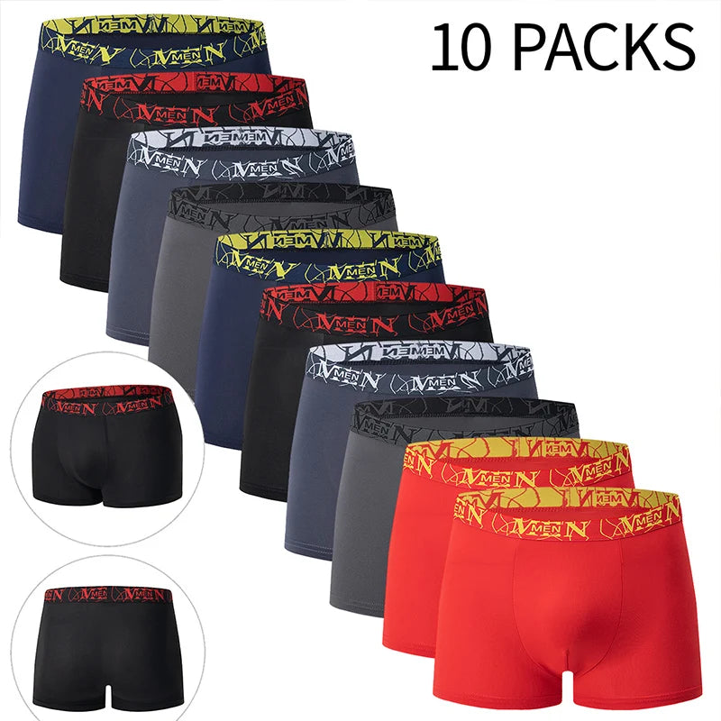 5 /10 Pack Men's Black Gold Printed Boxer Underwear Comfortable And Versatile Plus Size Sexy Young Men's Leisure Sports Beach sh