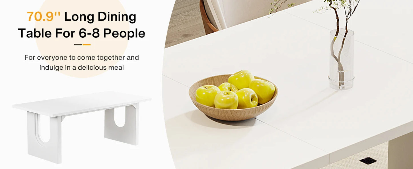 Tribesigns Modern Dining Table for 6 to 8 People, 71" Large Kitchen Dining Table with Wood Pedestal Base,