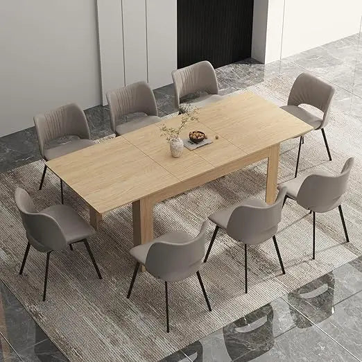 59"-86" Extendable Dining Table for 6-10 Person, Wooden Dining Room Table, Modern Extendable Table for Gatherings, Meeting for S