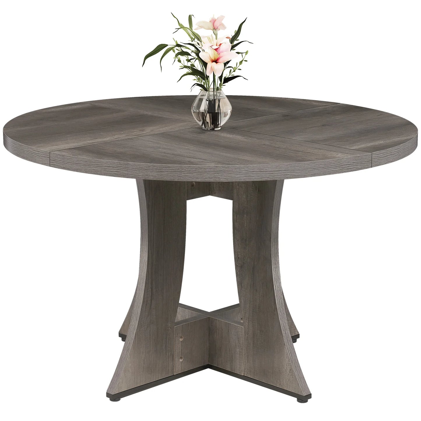 47.2 inch Round Dining Table, Wood Kitchen Table  for 4-6 People, Small Circle Farmhouse Dinner Table for Dining Room, Restauran