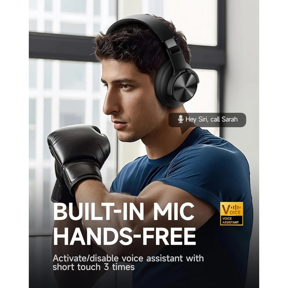 ‌Upgraded Bluetooth Headphones: 120H Playtime, 3 EQ Modes, Deep Bass, Mic - Comfortable Over-Ear for Home, Travel, Office