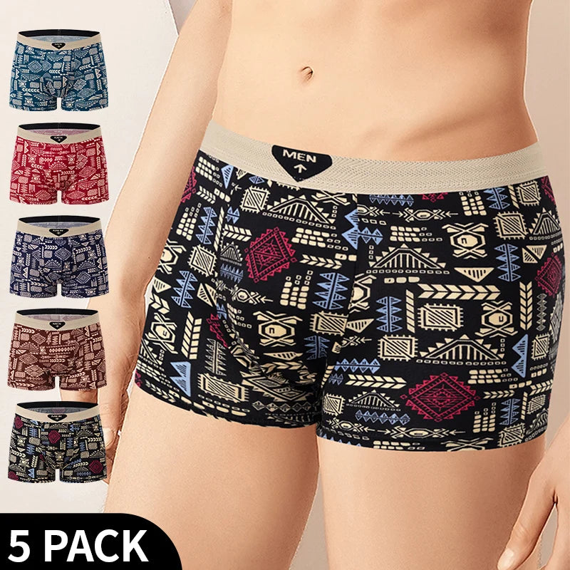 5 /10 Pack Men's Black Gold Printed Boxer Underwear Comfortable And Versatile Plus Size Sexy Young Men's Leisure Sports Beach sh